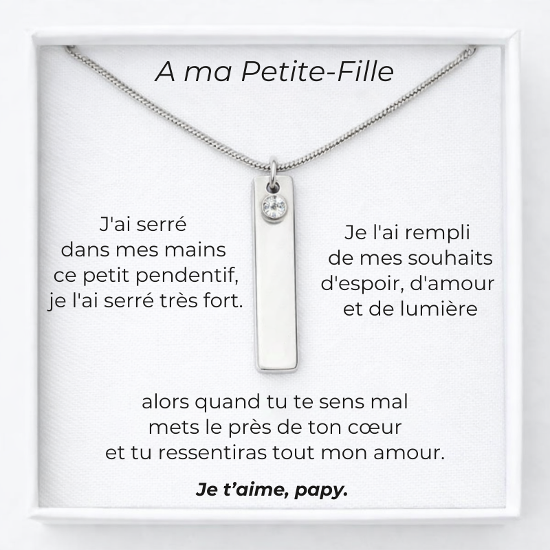 Collier A Ma Petite-Fille Prénom Personnalisé + Carte A Ma Petite-Fille Papy 