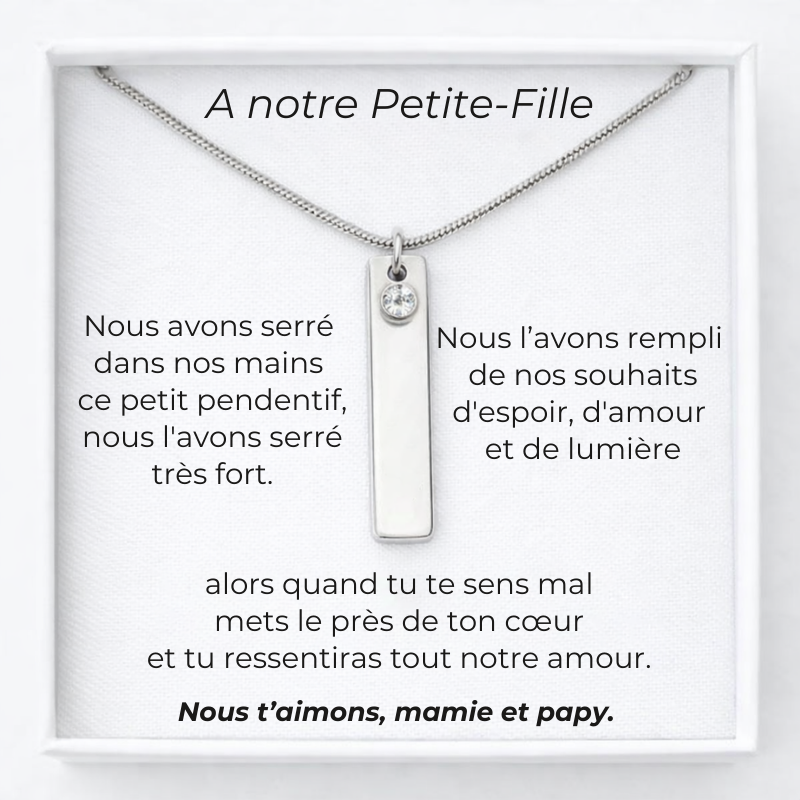 Collier A Notre Petite-Fille Prénom Personnalisé + Carte A Notre Petite-Fille