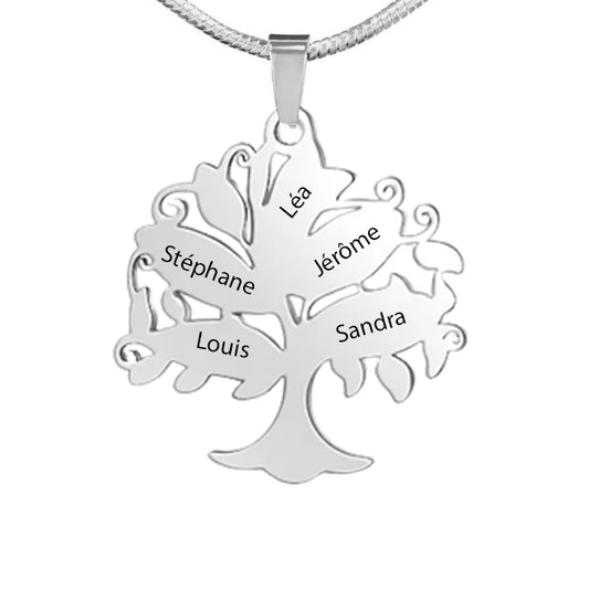 Collier Arbre de Vie Prénom personnalisé en Acier Inoxydable -  2 à 9 prénoms
