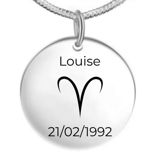 Collier Bélier personnalisé gravé au prénom et à la date de naissance - Les Bijoux de Marilou