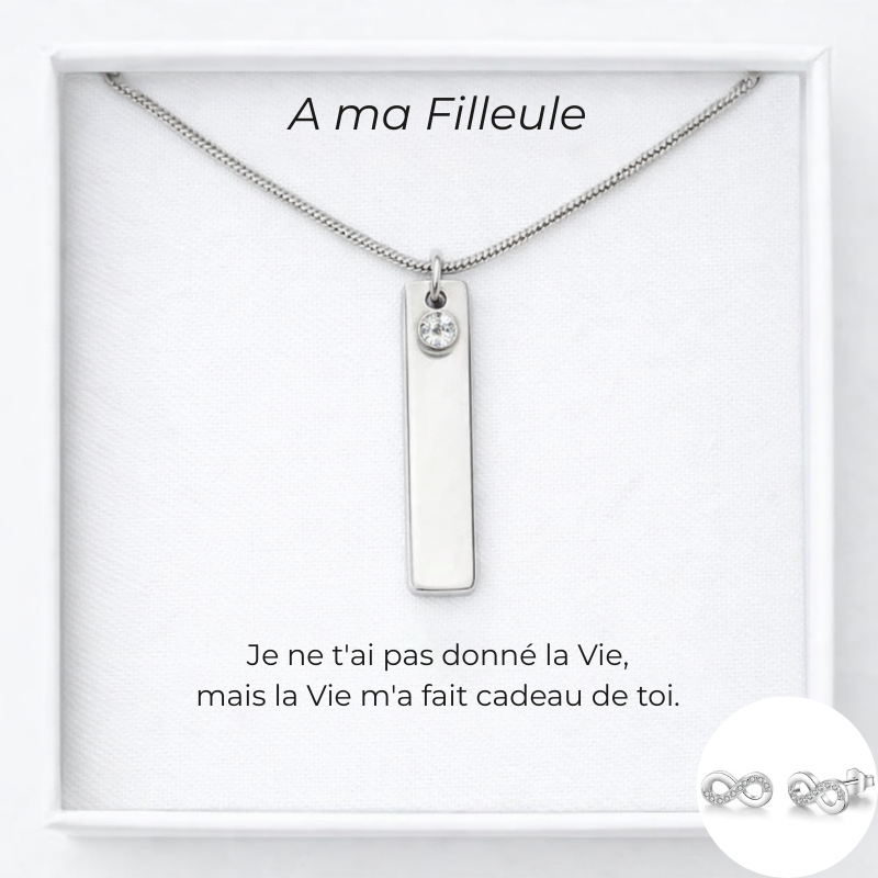 Collier Marraine Filleule Prénom Personnalisé + Carte Filleule + Boucles d'Oreilles assorties