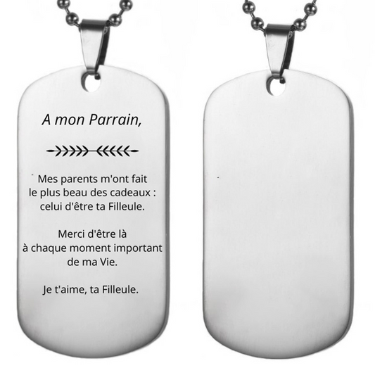 Collier Parrain "A mon Parrain" Ta Filleule