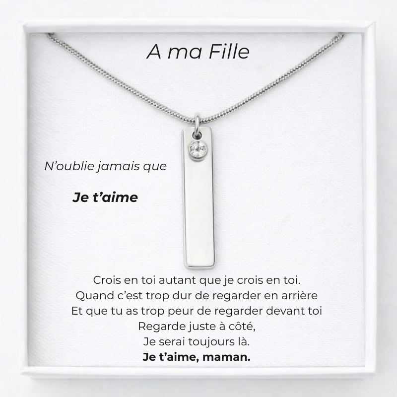 Collier Personnalisé Pour Ma Fille Prénom + Carte Pour Ma Fille Maman