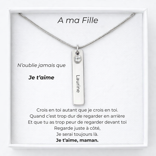 Collier Personnalisé Pour Ma Fille Prénom + Carte Pour Ma Fille Maman