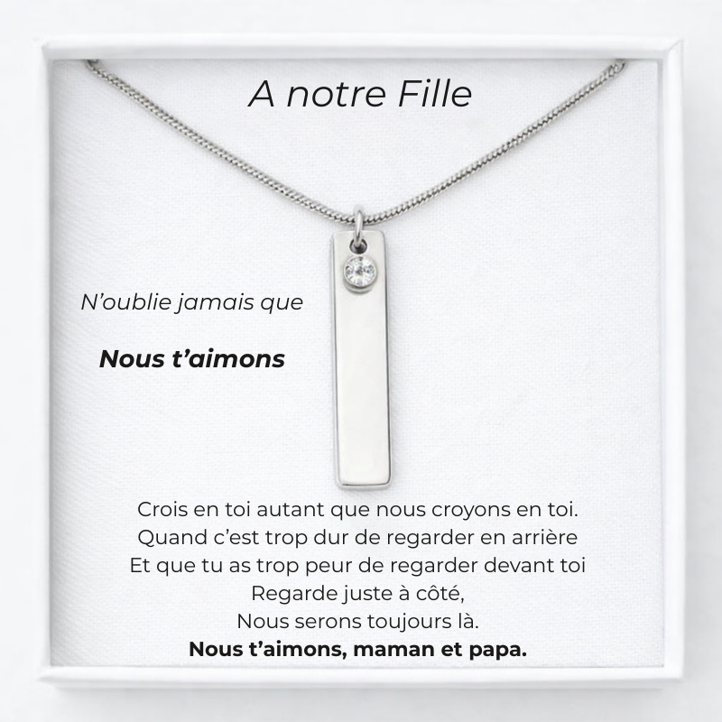 Collier Personnalisé Pour Notre Fille  Prénom + Carte Pour Notre Fille