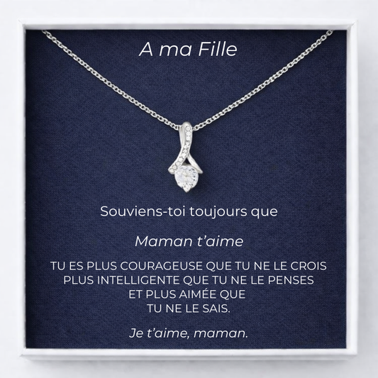 Collier Pour Ma Fille Chance + Carte Pour Ma Fille Personnalisée Maman