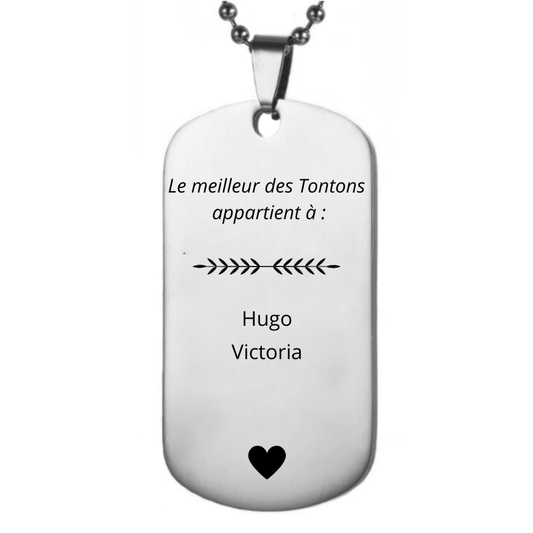 Collier Tonton Personnalisé Meilleur Tonton 
