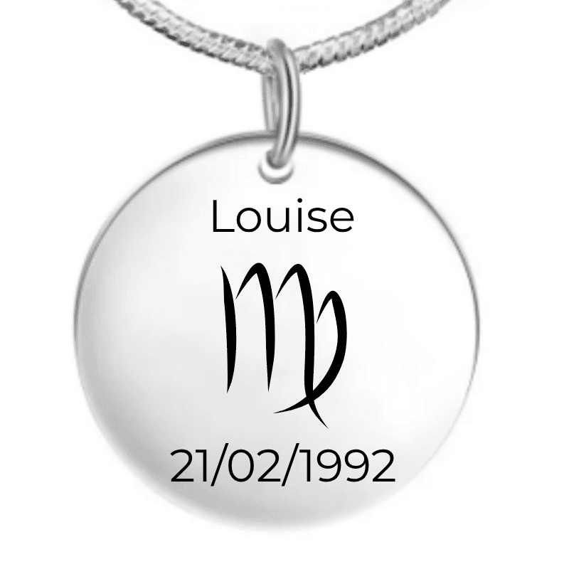 Collier Vierge personnalisé gravé au prénom et à la date de naissance - Les Bijoux de Marilou