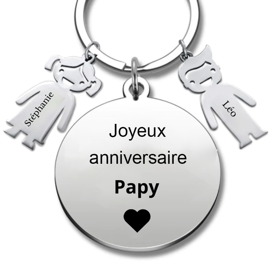 Porte-clé personnalisé "Joyeux Anniversaire Papy"