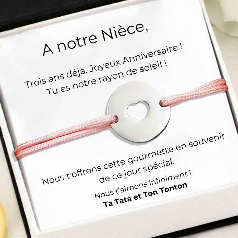Gourmette Ajustable "A ma Niece" 3 ans Ta Tata et Ton Tonton