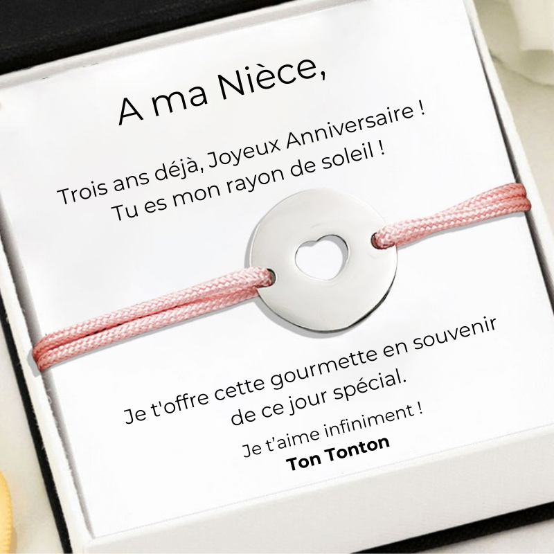 Gourmette Ajustable "A ma Nièce" 3 ans Ton Tonton