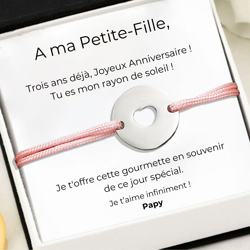 Gourmette Ajustable "A ma Petite-Fille" - Cadeau Fille 3 ans
