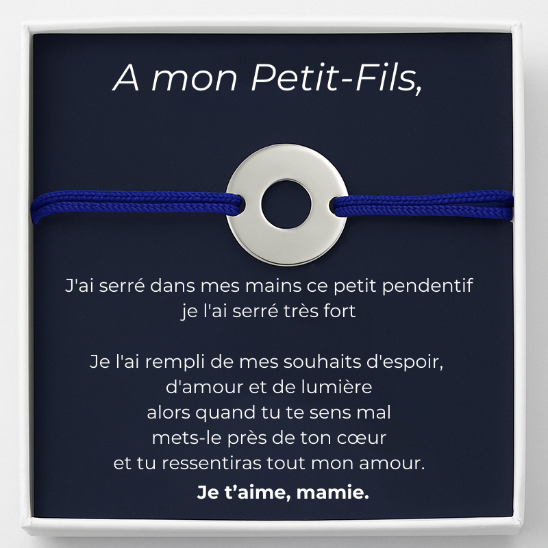 La Gourmette "A mon petit-fils" + la carte "A mon petit-fils" de la part de Mamie