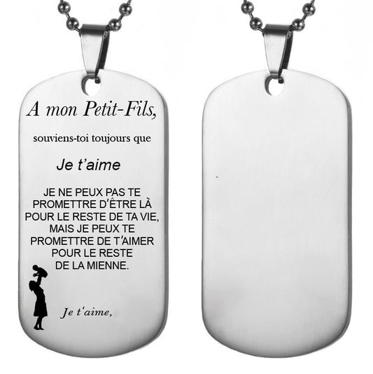 Le Collier "A mon Petit-Fils" - Personnalisation Texte