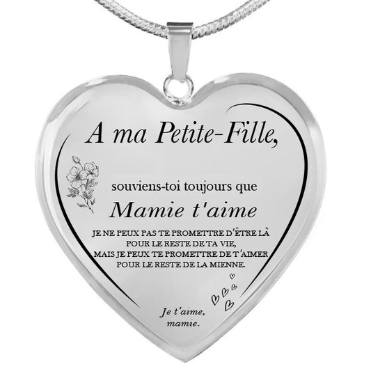 Le Collier Coeur "A ma Petite-Fille" - Personnalisation FACE