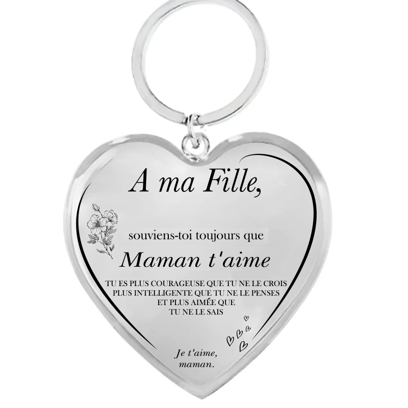 Le Porte-Clef Coeur "A ma Fille" Personnalisé