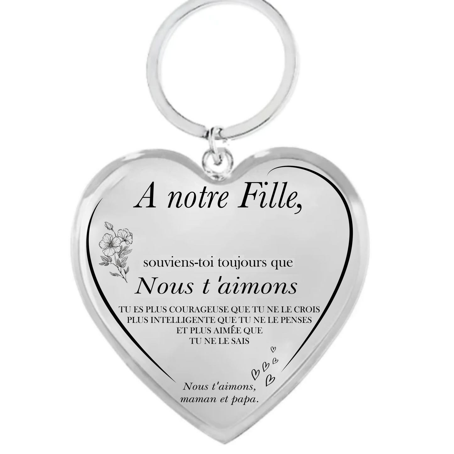 Le Porte-Clef Coeur "A ma Fille" Personnalisé