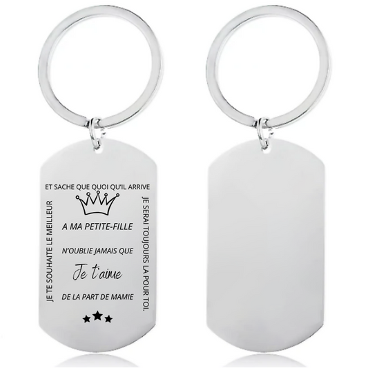 Le porte-clef "A ma Petite-Fille" - N'oublie jamais - Personnalisation (FACE) - de la part de Mamie