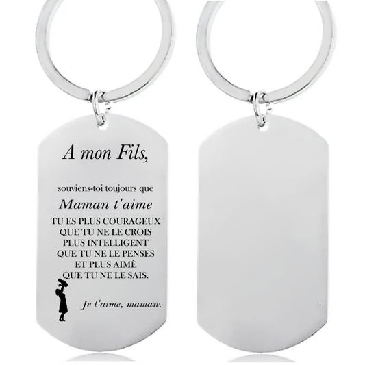 Le porte-clef "A mon Fils" - Personnalisation FACE (Prénom)