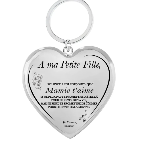 Le porte-clef Coeur "A ma Petite-Fille" Personnalisé