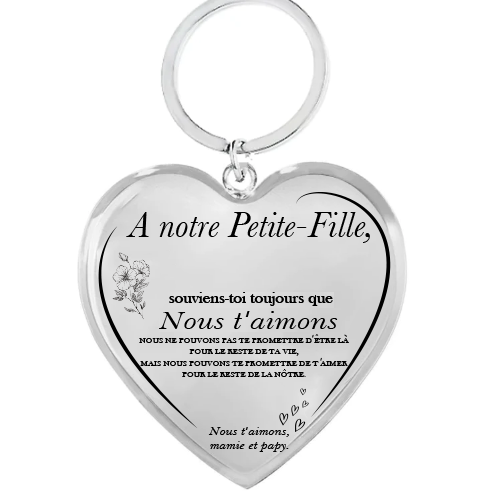 Le porte-clef Coeur "A ma Petite-Fille" Personnalisé