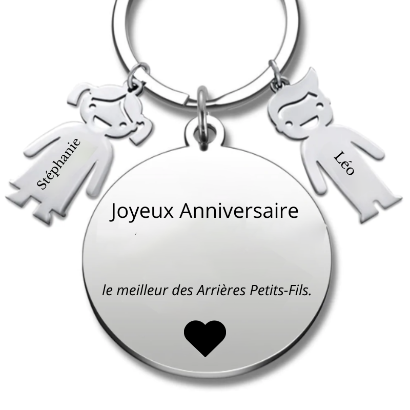 Porte Clé personnalisé Joyeux Anniversaire Arrière Petit-Fils