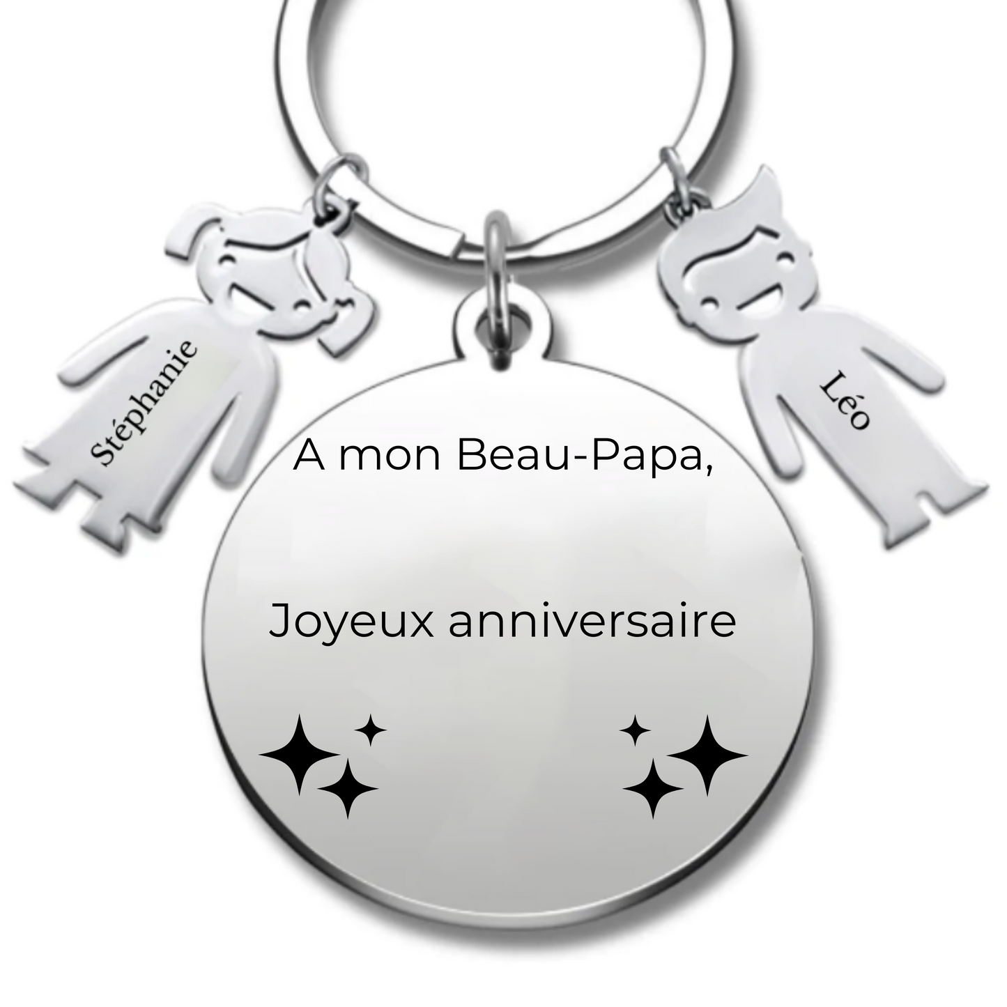 Porte-clé personnalisé "Joyeux Anniversaire Beau-Papa" - A personnaliser