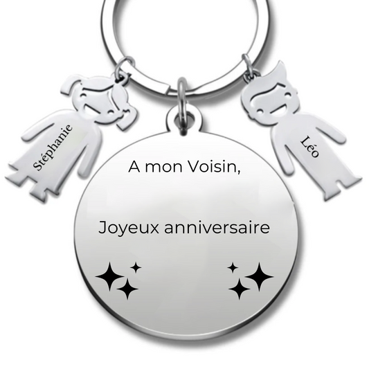 Porte-clé personnalisé Joyeux Anniversaire Voisin