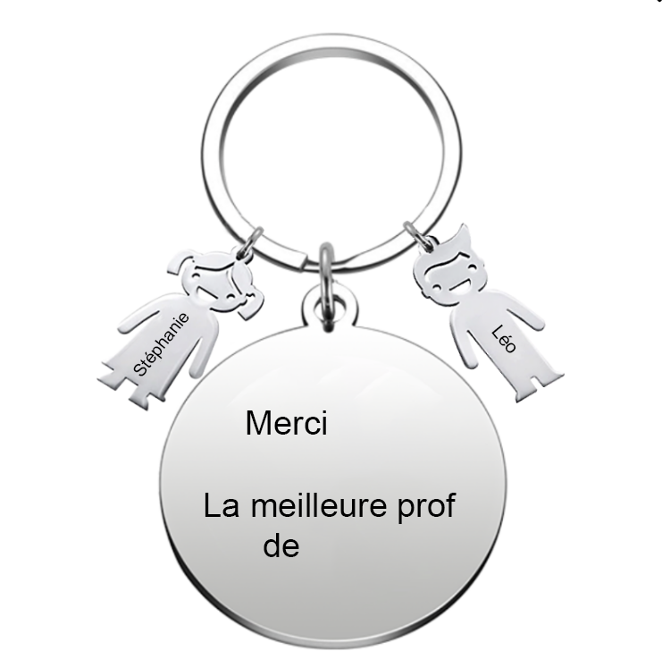 Porte-Clef Merci "Merci XXX, la meilleure prof de YYY"