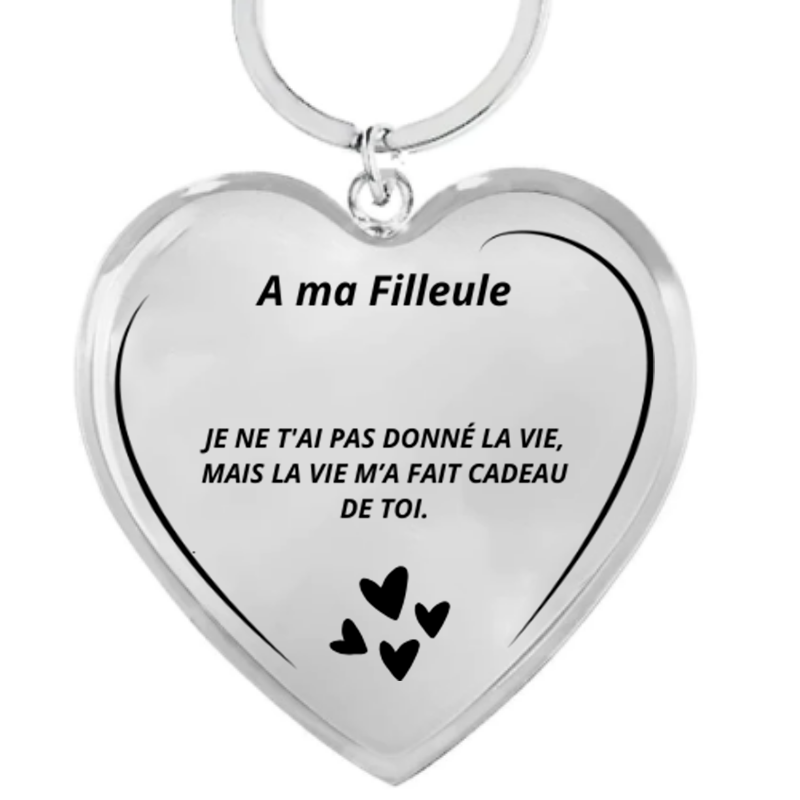 Porte-Clefs Coeur A ma Filleule Gravé - Personnalisation FACE (Prénom)