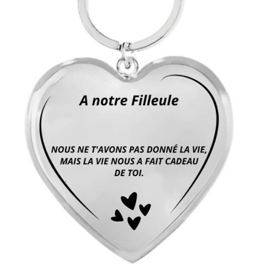 Porte-Clefs Coeur A ma Filleule Gravé - Personnalisation FACE (Prénom)