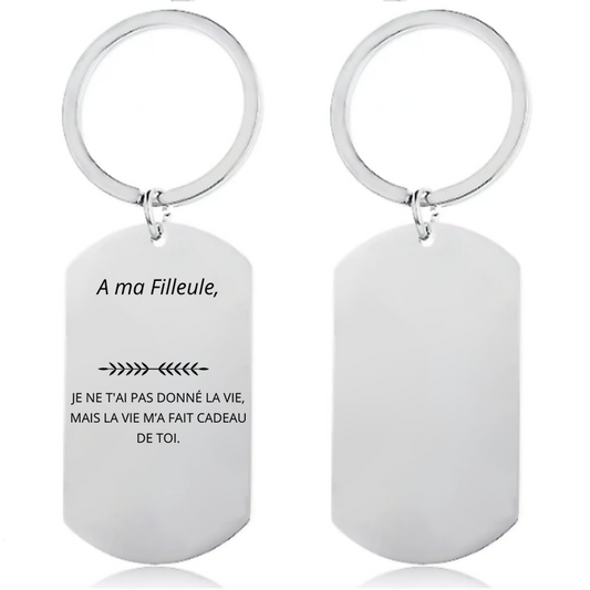 Porte Clé Filleule Gravé - Personnalisation FACE (Prénom)