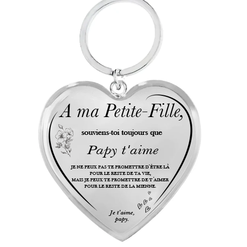 Le porte-clef Coeur "A ma Petite-Fille"