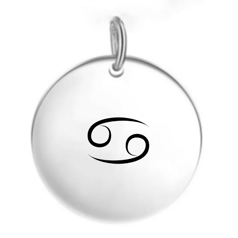 Pendentif Cancer en acier inoxydable gravé du signe du zodiaque - Les Bijoux de Marilou