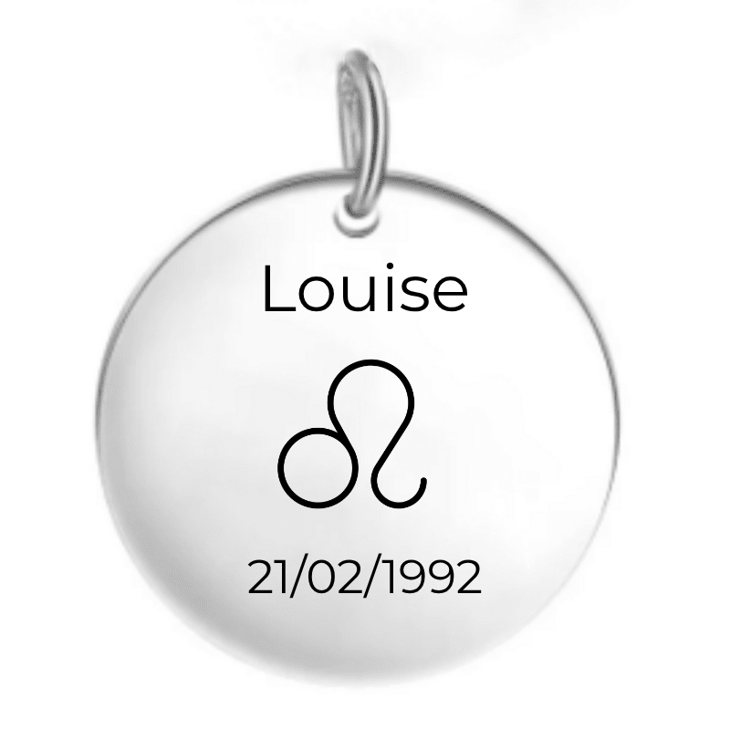 Pendentif Lion personnalisé gravé au prénom et à la date de naissance - Les Bijoux de Marilou