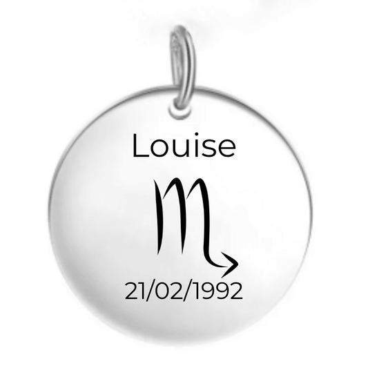 Pendentif Scorpion personnalisé gravé au prénom et à la date de naissance - Les Bijoux de Marilou