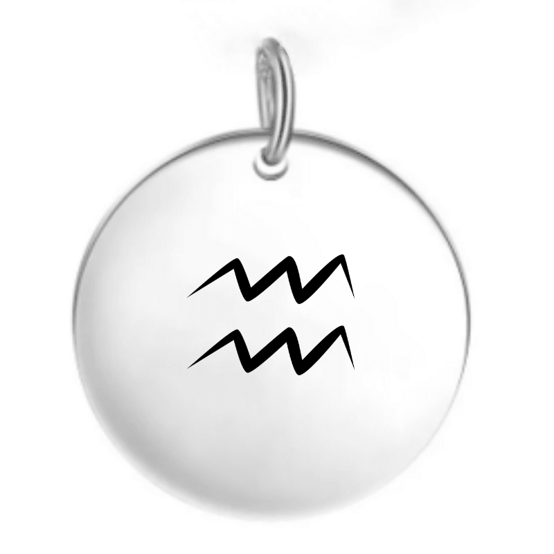 Pendentif Verseau en acier inoxydable gravé du signe du zodiaque - Les Bijoux de Marilou