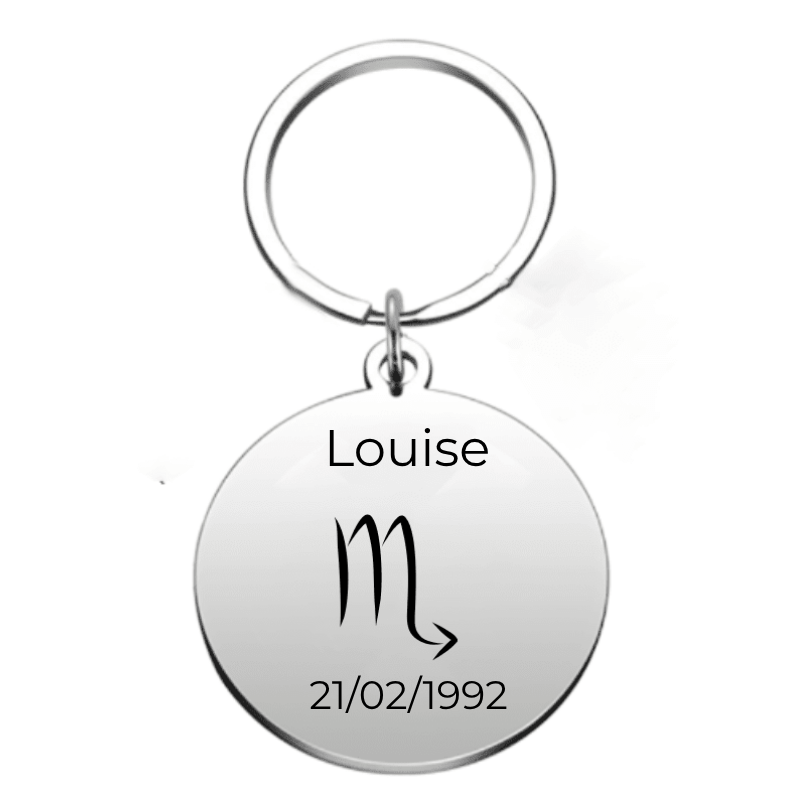 Porte-clé Scorpion personnalisé gravé au prénom et à la date de naissance - Les Bijoux de Marilou