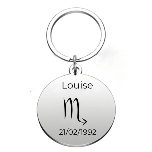 Porte-clé Scorpion personnalisé gravé au prénom et à la date de naissance - Les Bijoux de Marilou