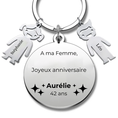 Porte-clé personnalisé Joyeux Anniversaire Femme - A personnaliser (Prénom/Age)