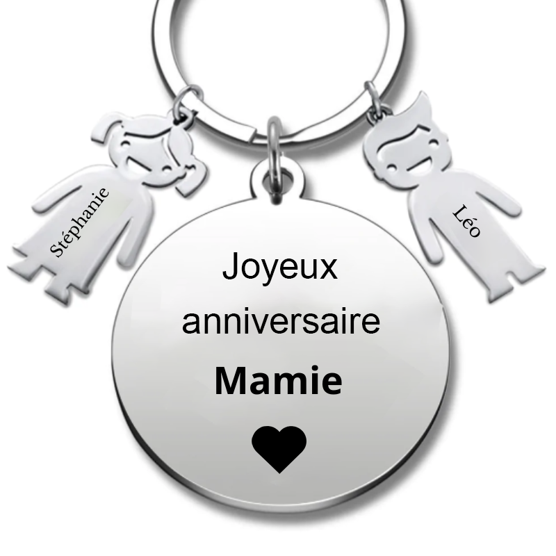 Porte-clé personnalisé "Joyeux Anniversaire Mamie"