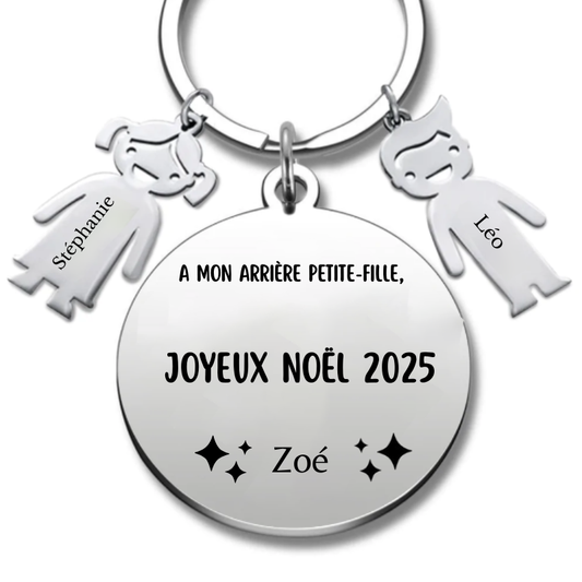 Porte-clé personnalisé Joyeux Noël Arrière Petite-Fille