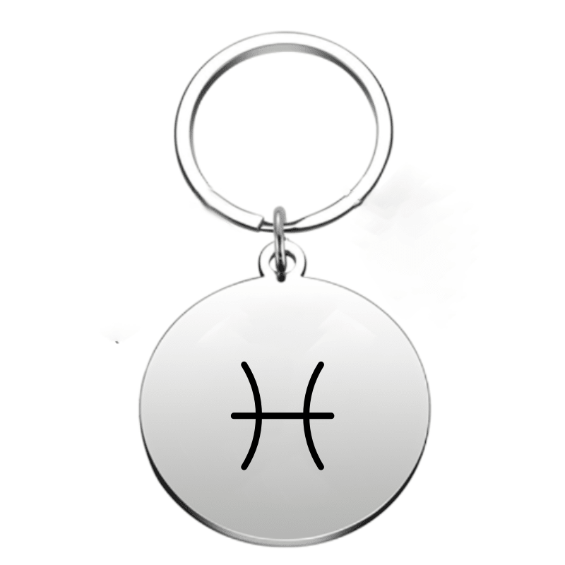 Porte-clé signe astrologique Poissons — gravé au laser acier inoxydable
