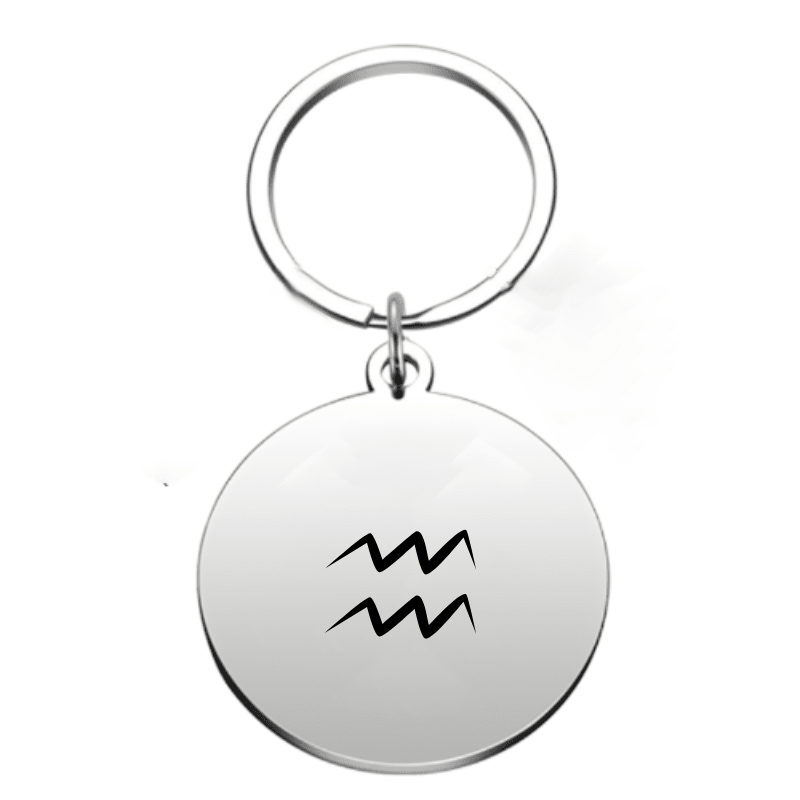 Porte-clé signe astrologique Verseau — gravé au laser acier inoxydabl