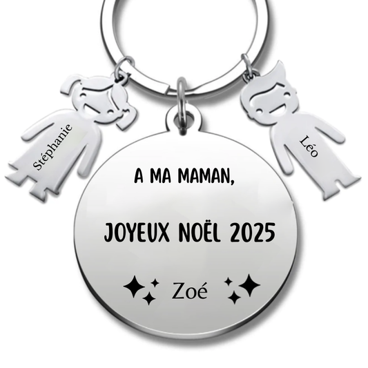 Porte Clé Noël Joyeux Noël Maman - A personnaliser