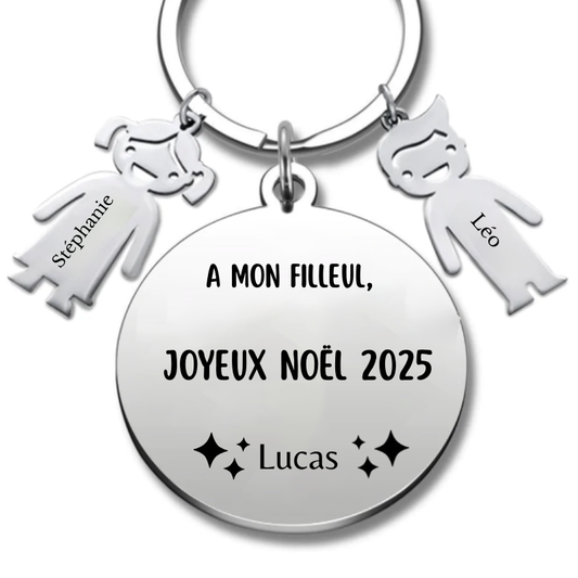 Porte Clé Noël Joyeux Noël Filleul - A personnaliser