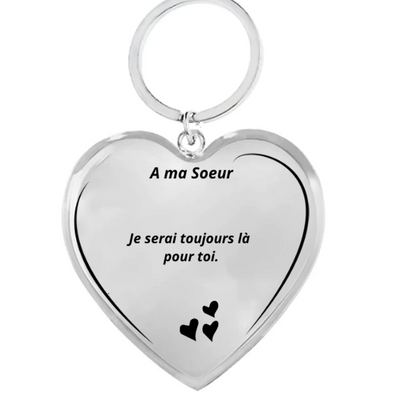 Porte Clé Soeur Coeur Personnalisé