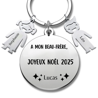 Porte Clé Beau-Frère Personnalisé Joyeux Noël Beau Frère - A personnaliser (Prénom/Age)