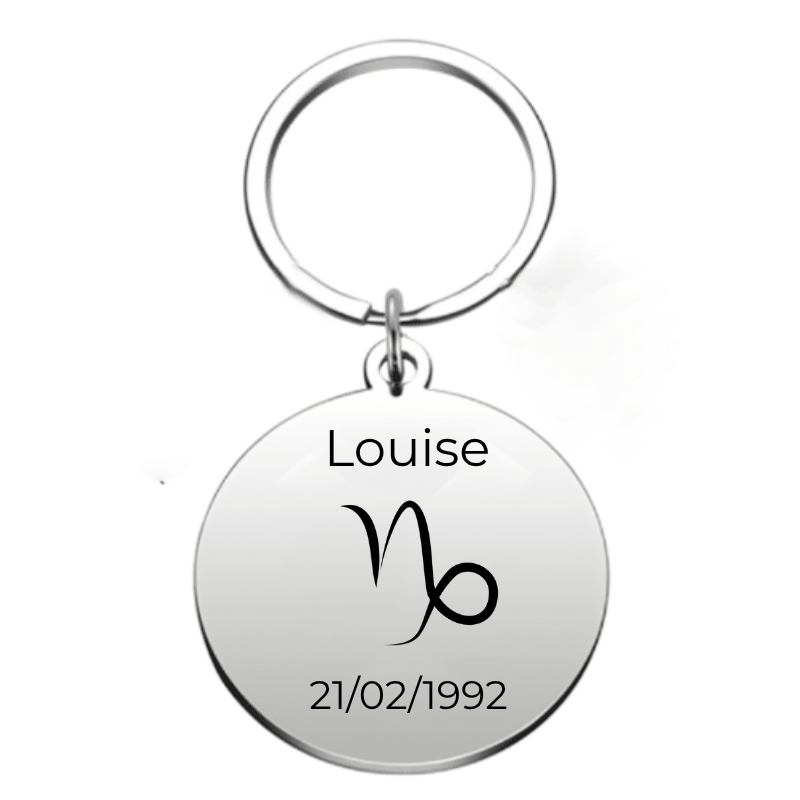 Porte-clé Capricorne personnalisé gravé au prénom et à la date de naissance - Les Bijoux de Marilou