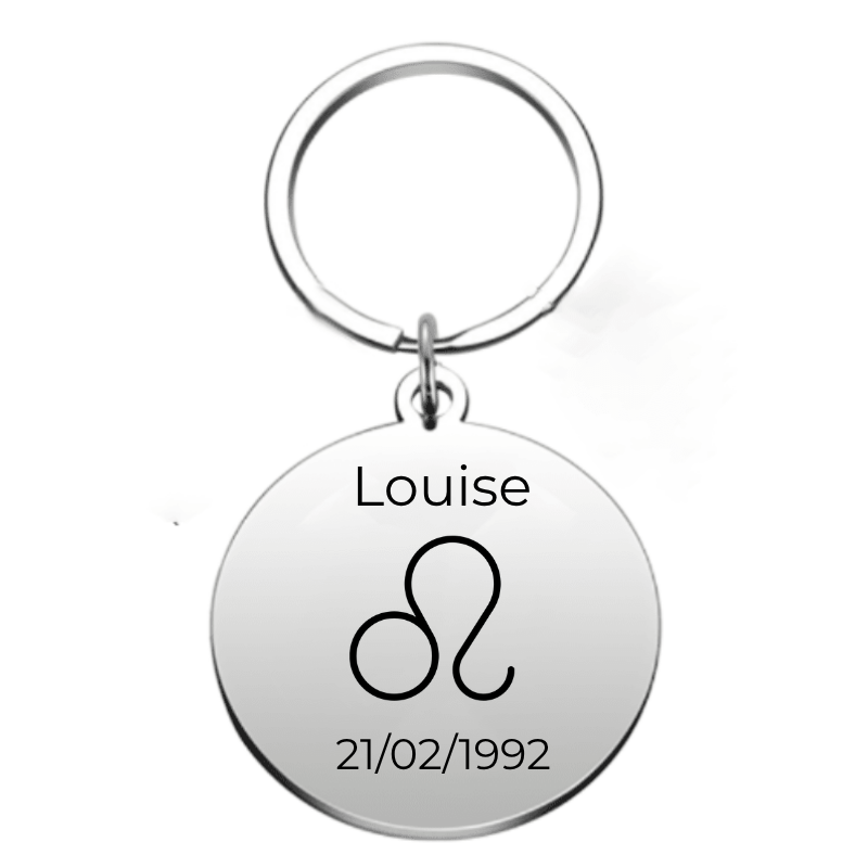 Porte-clé Lion personnalisé gravé au prénom et à la date de naissance - Les Bijoux de Marilou